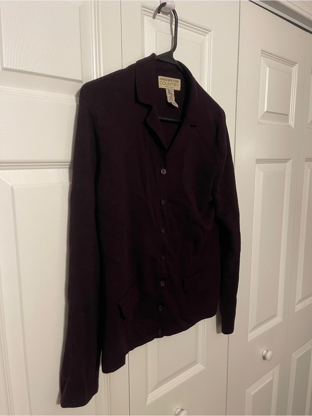 Jones New York Plum Button-Up Knit Jacket
